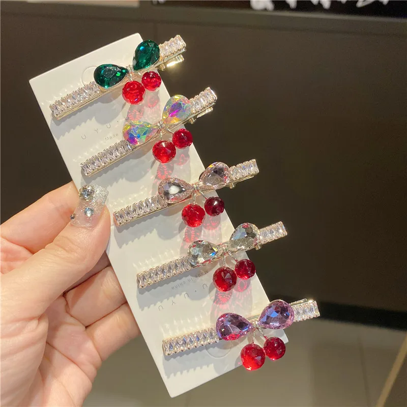 Cute Cherry Hair Clip Rhinestone Crystal Hairpin Fashion Duckbill Clip Luxulry Barrette Hair Accessories for Women Girls
Cute Cherry Hair Clip Rhinestone Crystal Hairpin Fashion Duckbill Clip Luxulry Barrette Hair Accessories for Women Girls