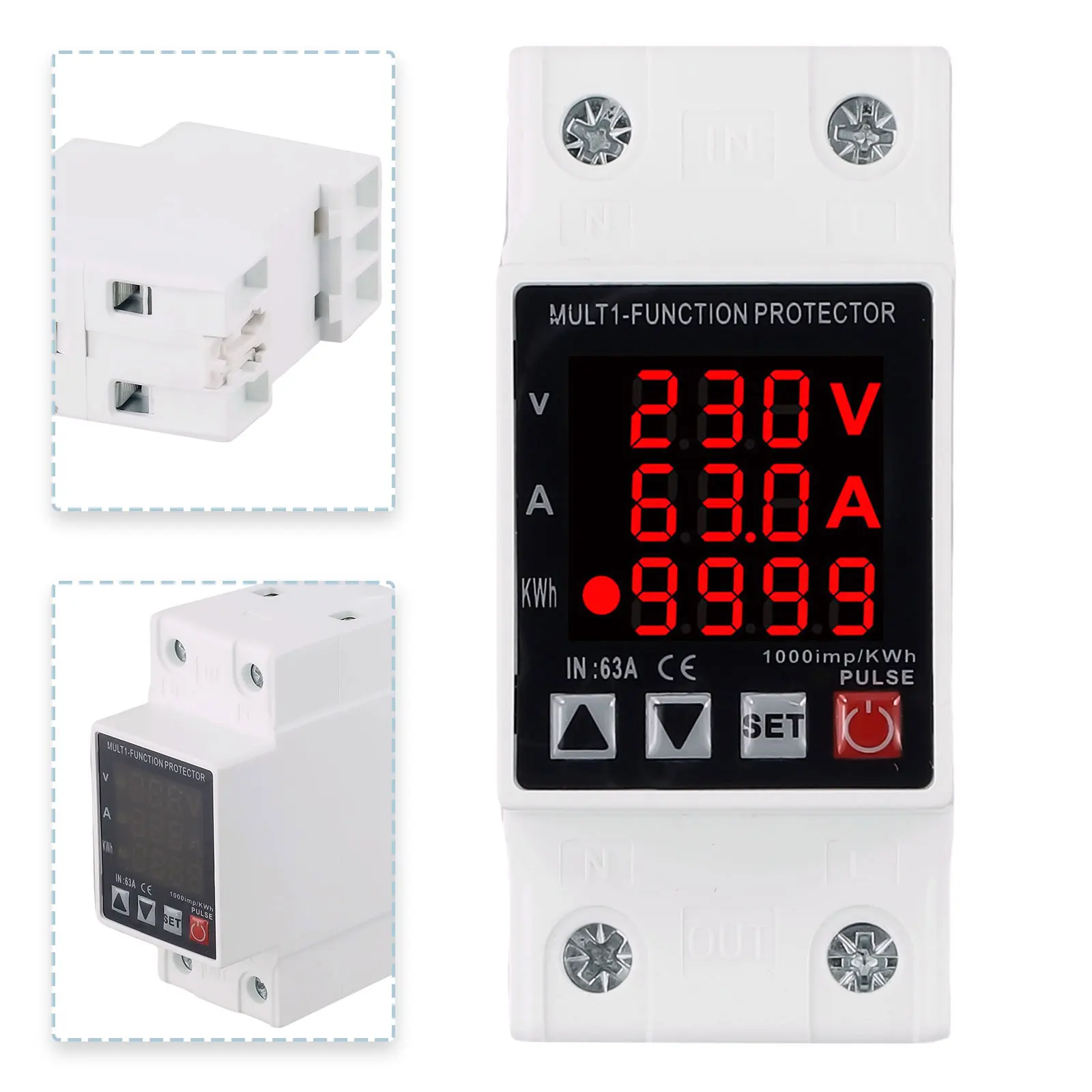 63A 230V 3 IN 1 Din Rail Protector Relay \Adjustable Overvoltage And Overcurrent Protection Real Time Power Display
63A 230V 3 IN 1 Din Rail Protector Relay \Adjustable Overvoltage And Overcurrent Protection Real Time Power Display
