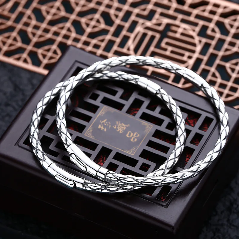 925 sterling silver handmade diamond bracelet, men and women can open the bracelet, couple Thai silver vintage jewelry
925 sterling silver handmade diamond bracelet, men and women can open the bracelet, couple Thai silver vintage jewelry