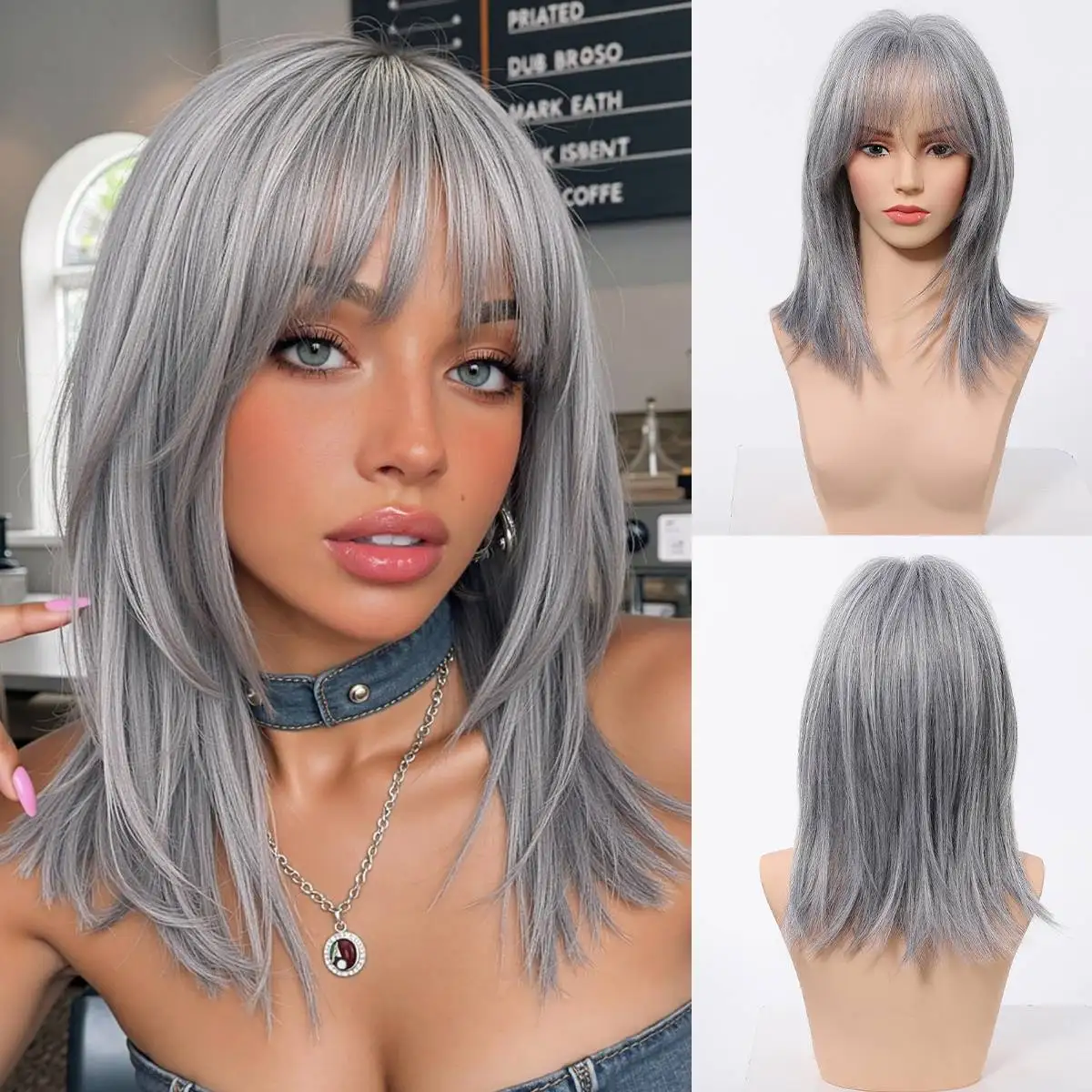 Gray Layered Bob Synthetic Wig With Bangs Simulation Scalp Heat Resistant Hair Natural Daily Cosplay Wigs For Women
Gray Layered Bob Synthetic Wig With Bangs Simulation Scalp Heat Resistant Hair Natural Daily Cosplay Wigs For Women