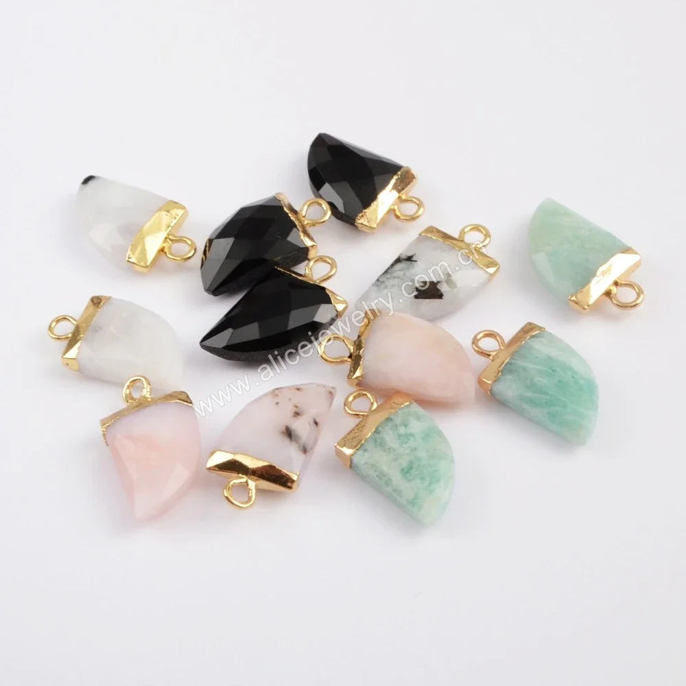 5PCS Horn Shape Golden Natural Stone Pendant Pink Opal/Black Agate Faceted Charm For Jewelry Making DIY Necklace Accessories
5PCS Horn Shape Golden Natural Stone Pendant Pink Opal/Black Agate Faceted Charm For Jewelry Making DIY Necklace Accessories