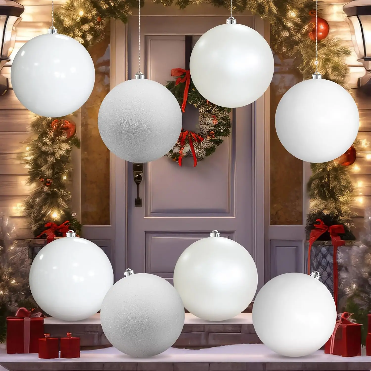 8-piece set of large Christmas decoration balls, 6-inch plastic hanging balls, holiday party (white)
8-piece set of large Christmas decoration balls, 6-inch plastic hanging balls, holiday party (white)