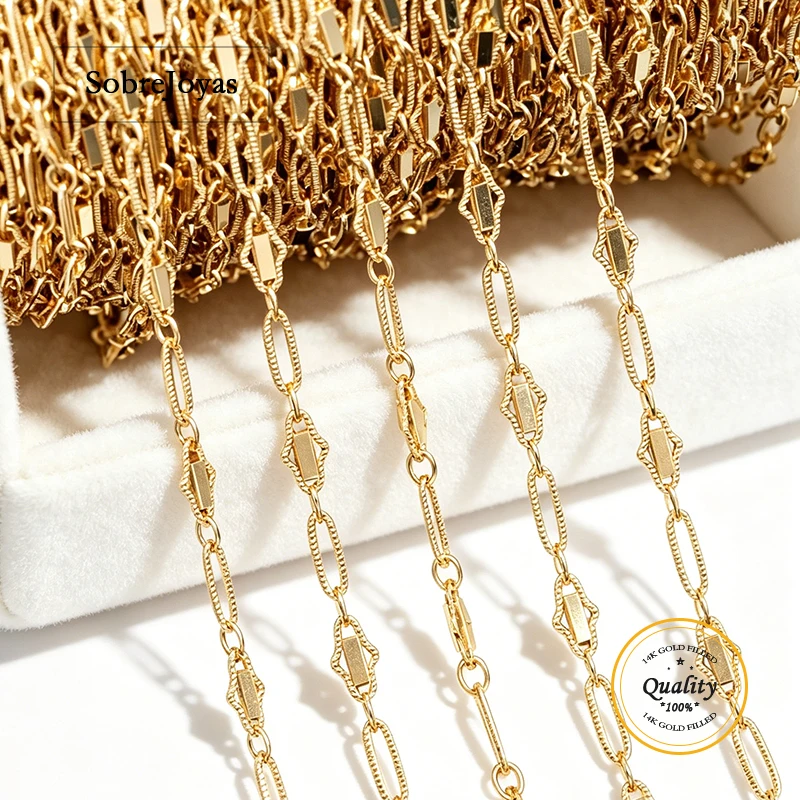 14K Gold Filled Oval Bar & Link Chain 3+1 Krinkle Diamond Link DIY Unfinished Long And Short Chain for Jewelry Making
14K Gold Filled Oval Bar & Link Chain 3+1 Krinkle Diamond Link DIY Unfinished Long And Short Chain for Jewelry Making