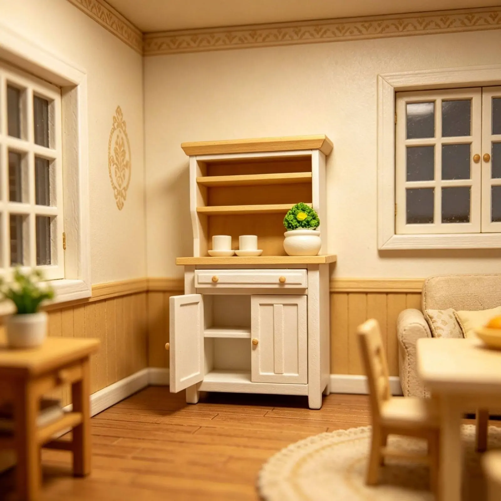 Dollhouse Storage Cabinet Drawers 1:12 Scale Cabinet Miniature Cupboard Openable Doors Golden Handles for Children
Dollhouse Storage Cabinet Drawers 1:12 Scale Cabinet Miniature Cupboard Openable Doors Golden Handles for Children