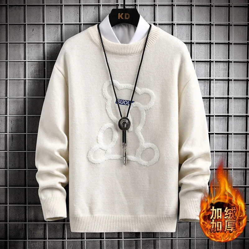 Mens Winter Thicken Fleece Warm Sweater Mens Fashion Casual Round Neck Bear Print Knitted Pullover Street Outdoor Sweatshirt 4XL
Mens Winter Thicken Fleece Warm Sweater Mens Fashion Casual Round Neck Bear Print Knitted Pullover Street Outdoor Sweatshirt 4XL