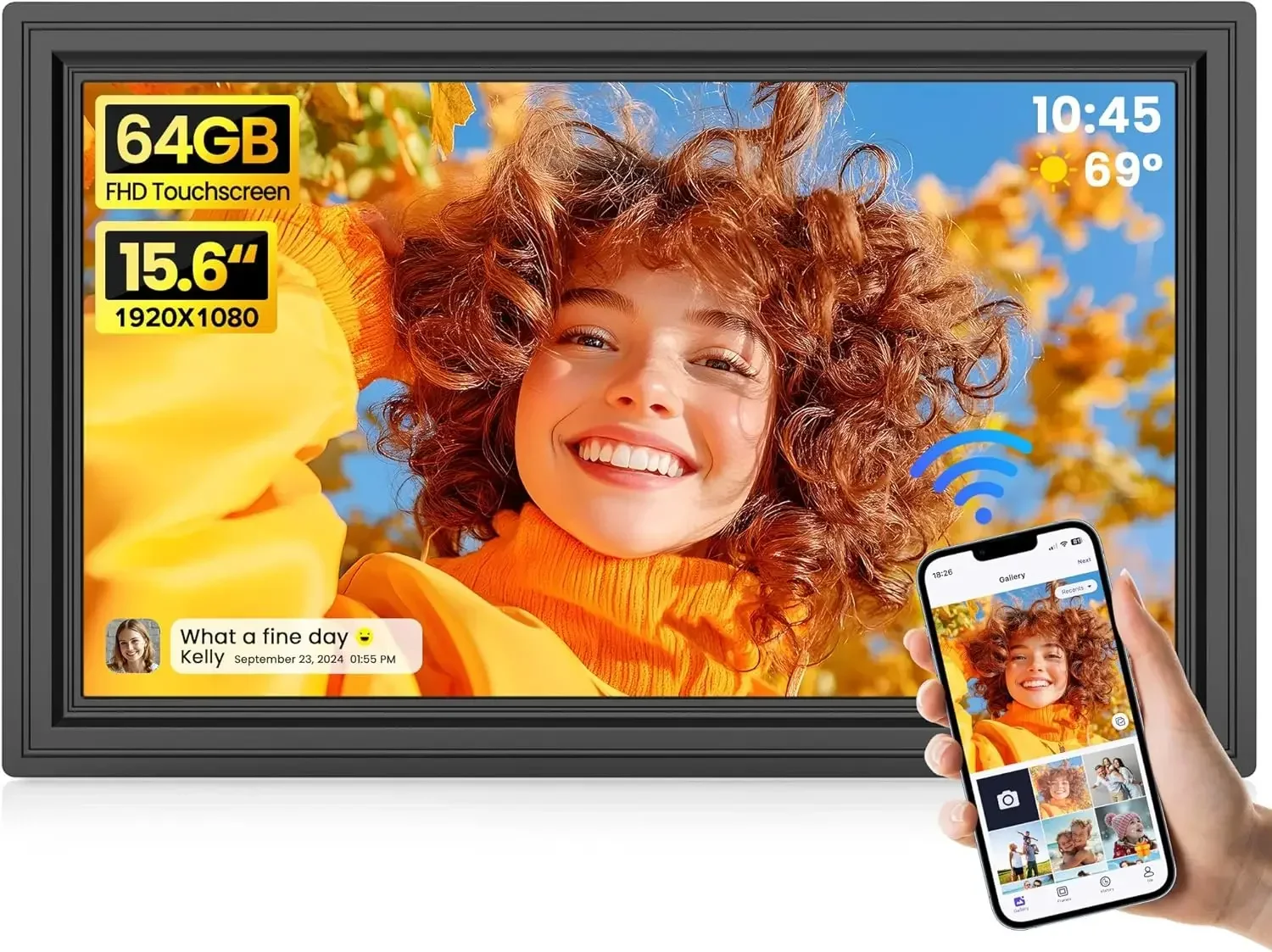 64GB 15.6" Large Digital Picture Frame, Uhale WiFi Electronic Photo Frames with 1920 x 1080 FHD IPS Touch Screen, Support Auto-R
64GB 15.6" Large Digital Picture Frame, Uhale WiFi Electronic Photo Frames with 1920 x 1080 FHD IPS Touch Screen, Support Auto-R