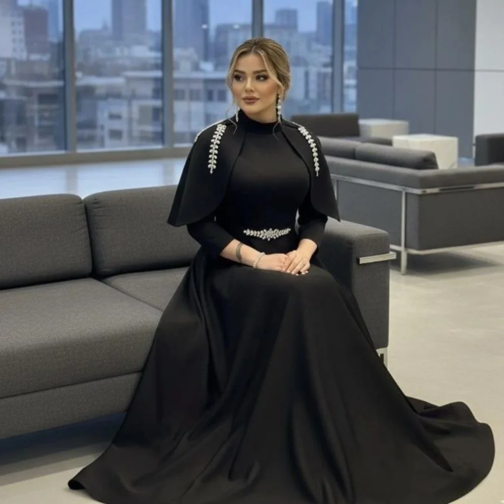 Customized Black Elegant Casual Rhinestone Pleat A-line High Collar Long Dresses Evening Dresses for Woman Classic Pastrol
Customized Black Elegant Casual Rhinestone Pleat A-line High Collar Long Dresses Evening Dresses for Woman Classic Pastrol