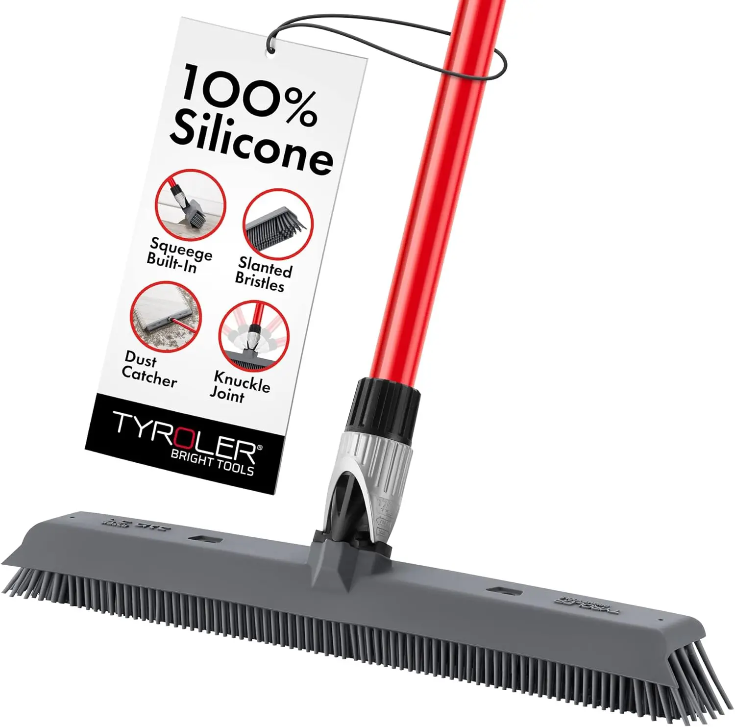 2-in-1 Silicone Broom & Floor Squeegee with 16.1" Head, Anti-Rust Handle for Pet Hair Removal on Hardwood, Tile, Carpet
2-in-1 Silicone Broom & Floor Squeegee with 16.1" Head, Anti-Rust Handle for Pet Hair Removal on Hardwood, Tile, Carpet