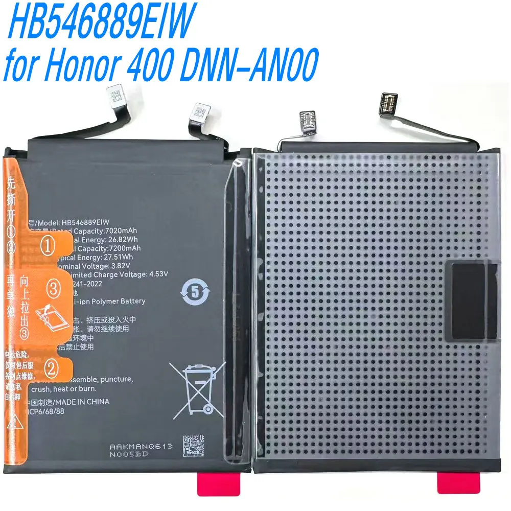 New 3.82V 26.82Wh HB546889EIW High Capacity Battery for Honor 400 DNN-AN00 Mobile Phone
New 3.82V 26.82Wh HB546889EIW High Capacity Battery for Honor 400 DNN-AN00 Mobile Phone