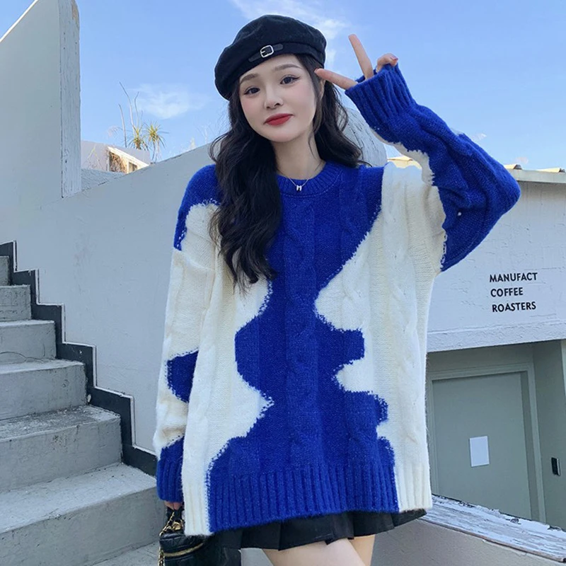 Women Autumn Winter New Sweater Korean Chic Casual All Match Loose Patchwork Knit Pullover Female Twisted Thick Warm Jumpers
Women Autumn Winter New Sweater Korean Chic Casual All Match Loose Patchwork Knit Pullover Female Twisted Thick Warm Jumpers