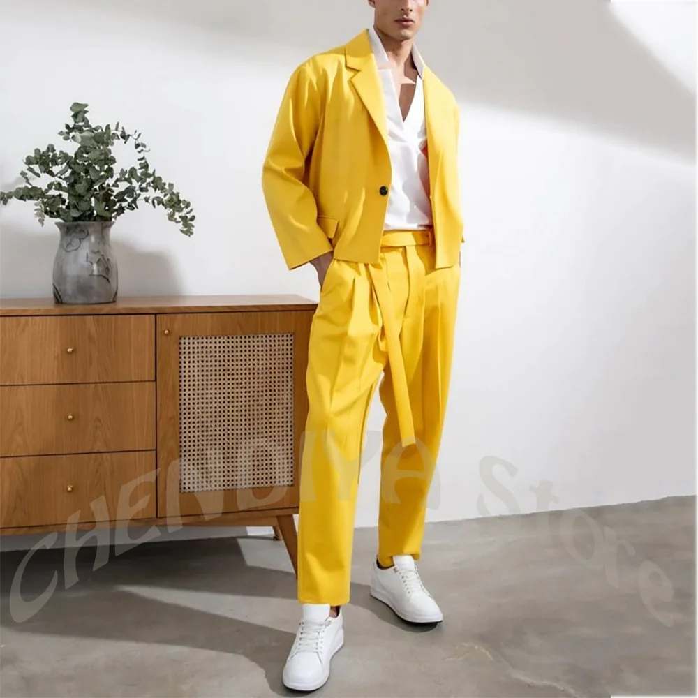 Hot Sale Chic Yellow Men Suit Straight Fit Notch Lapel Single Button Casual Male Outfit Social Prom Casual Holiday Jacket Pants
Hot Sale Chic Yellow Men Suit Straight Fit Notch Lapel Single Button Casual Male Outfit Social Prom Casual Holiday Jacket Pants