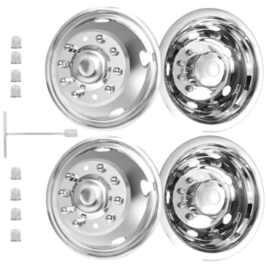 19.5 Wheel Simulators, 19.5" 10 Lug Stainl Steel Hubcaps, Polished Surface, 2Pcs Front Wheel/2Pcs Rear Wheel, Bolts On Wheel Co
19.5 Wheel Simulators, 19.5" 10 Lug Stainl Steel Hubcaps, Polished Surface, 2Pcs Front Wheel/2Pcs Rear Wheel, Bolts On Wheel Co