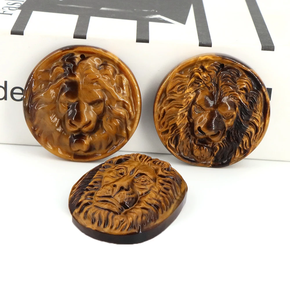 Natural Yellow Tiger Eye Handmade Plaque Lion Statue with Holes Pendant for Jewellery Making DIY Necklace Amulet Crystals Decora
Natural Yellow Tiger Eye Handmade Plaque Lion Statue with Holes Pendant for Jewellery Making DIY Necklace Amulet Crystals Decora