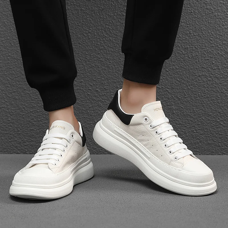 Genuine leather men's board shoes Four season trendy and versatile styles Trendy Party Outdoor Quality Youth sneakers White
Genuine leather men's board shoes Four season trendy and versatile styles Trendy Party Outdoor Quality Youth sneakers White