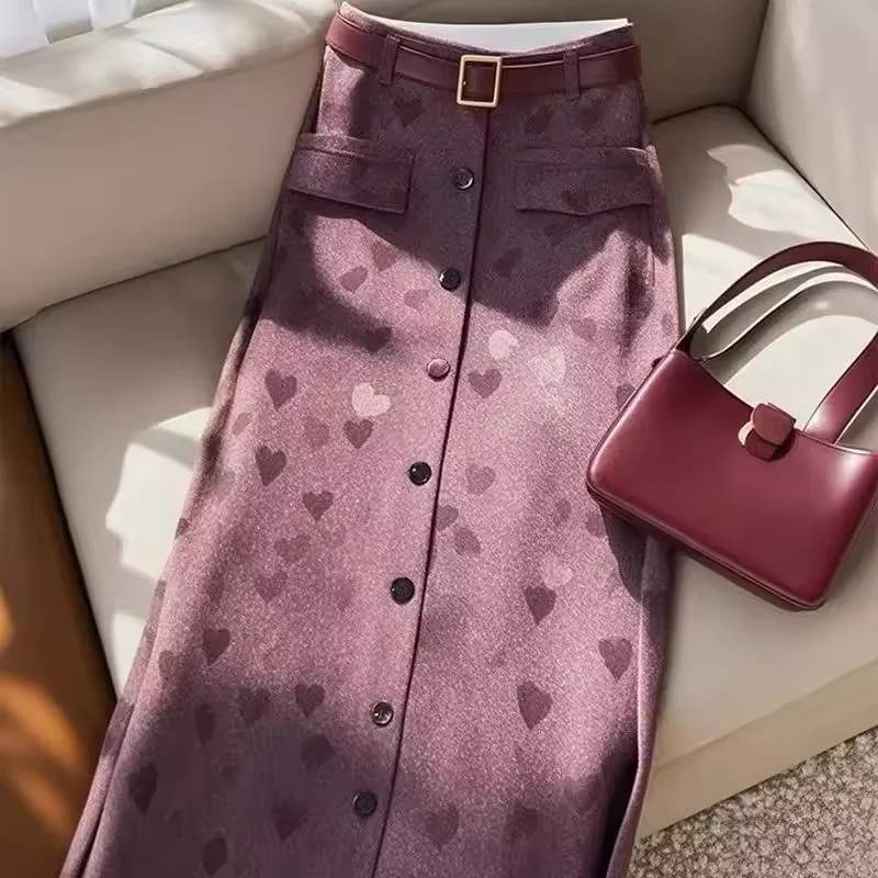 Love Pattern Vintage Red A-line Skirt Belt Mid-length High Waist Slim Skirts Elegant Women Office Lady Spring Single Breasted
Love Pattern Vintage Red A-line Skirt Belt Mid-length High Waist Slim Skirts Elegant Women Office Lady Spring Single Breasted