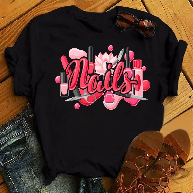 Cute Women T Shirt Nail Graphic Short Sleeve T-shirt Female Harajuku New Girls Black Fashion Woman Blouses 2025 Y2k Clothes Tops
Cute Women T Shirt Nail Graphic Short Sleeve T-shirt Female Harajuku New Girls Black Fashion Woman Blouses 2025 Y2k Clothes Tops