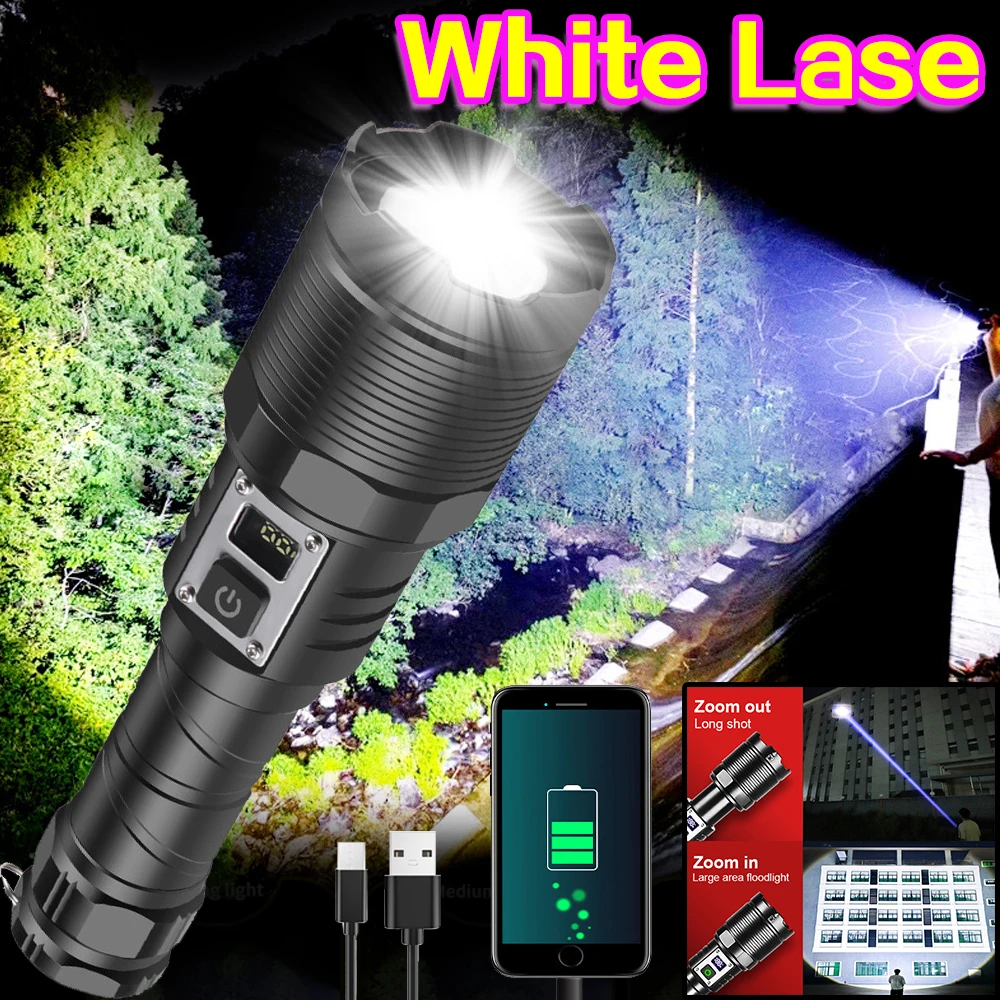 Super Bright LED Flashlight Type-C Rechargeable Torch 1500M Long Range Portable Lantern Zoom Outdoor Mobile Power Camping Light
Super Bright LED Flashlight Type-C Rechargeable Torch 1500M Long Range Portable Lantern Zoom Outdoor Mobile Power Camping Light