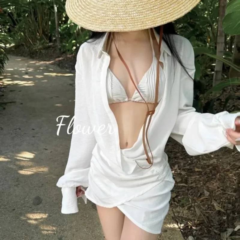 White Bikini Shirt Dress Sexy Pure Desire Cotton Linen Island Holiday Long Sleeve Set Beach Sunscreen Women's Fashion Dress
White Bikini Shirt Dress Sexy Pure Desire Cotton Linen Island Holiday Long Sleeve Set Beach Sunscreen Women's Fashion Dress