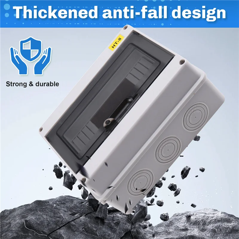 HT-8 Way IP65 Mcb Breaker Box Distribution Protection Box ABS Power Electronic Din Rail Enclosure For Circuit Breakerab13
HT-8 Way IP65 Mcb Breaker Box Distribution Protection Box ABS Power Electronic Din Rail Enclosure For Circuit Breakerab13