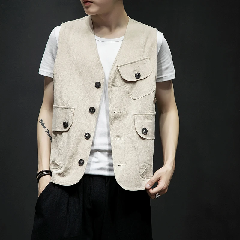 2025 Men Spring Sleeveless Many Pockets Vest Jackets Men Solid Color Cargo Casual Vest Bomber Jackets Male Cotton Waistcoats
2025 Men Spring Sleeveless Many Pockets Vest Jackets Men Solid Color Cargo Casual Vest Bomber Jackets Male Cotton Waistcoats