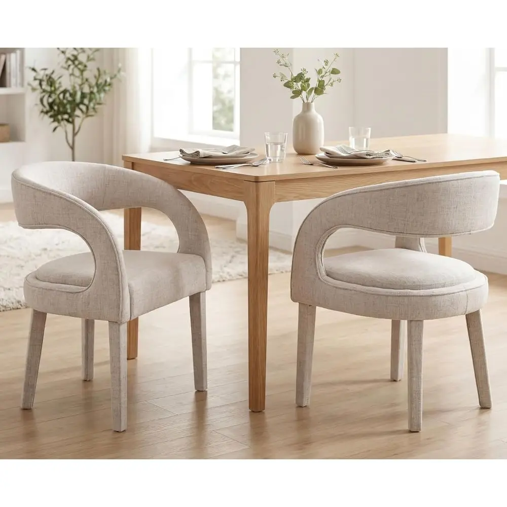 Linen-Covered Dining Chairs Set of 2, Open Back Accent Chairs with Wood Legs for Kitchen/Dining/Living Room, Beige
Linen-Covered Dining Chairs Set of 2, Open Back Accent Chairs with Wood Legs for Kitchen/Dining/Living Room, Beige