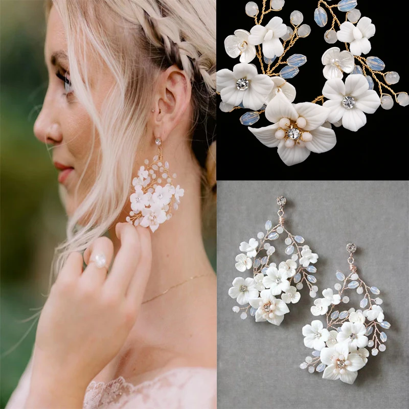 New Elegant Fashion Ceramic Flower Dangle Drop Earrrings for Women Korean Bridal Wedding Banquet Unusual Earring Party Accessory
New Elegant Fashion Ceramic Flower Dangle Drop Earrrings for Women Korean Bridal Wedding Banquet Unusual Earring Party Accessory