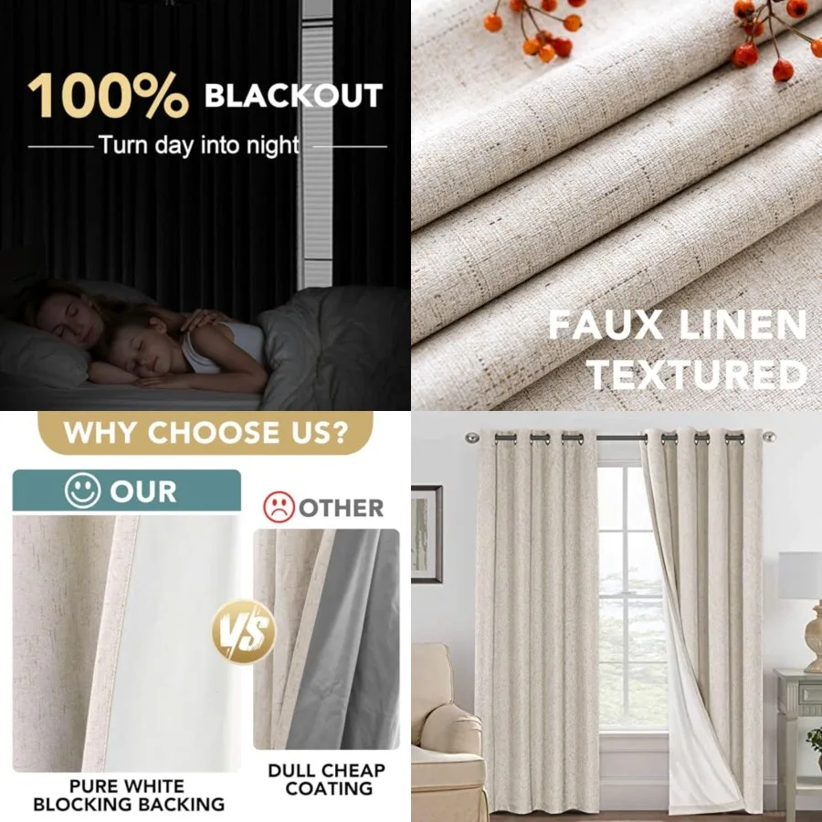 Linen 100 out Curtains for Bedroom Full Light Blocking Curtains, Textured Window Curtain for Living Room 84 inch Grommet, Energ
Linen 100 out Curtains for Bedroom Full Light Blocking Curtains, Textured Window Curtain for Living Room 84 inch Grommet, Energ
