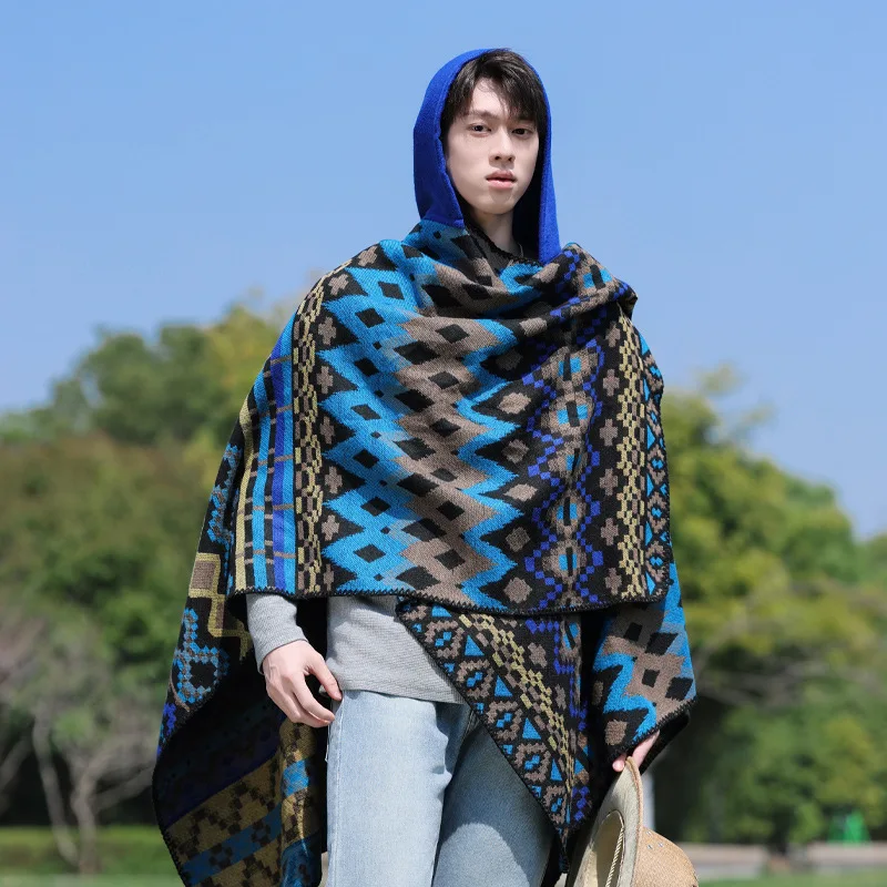 Hooded Poncho Split Shoulder Shawl Men's Travel Clothing Ethnic Style Padded Cloak for All Seasons Casual Outdoor Wear Cape
Hooded Poncho Split Shoulder Shawl Men's Travel Clothing Ethnic Style Padded Cloak for All Seasons Casual Outdoor Wear Cape