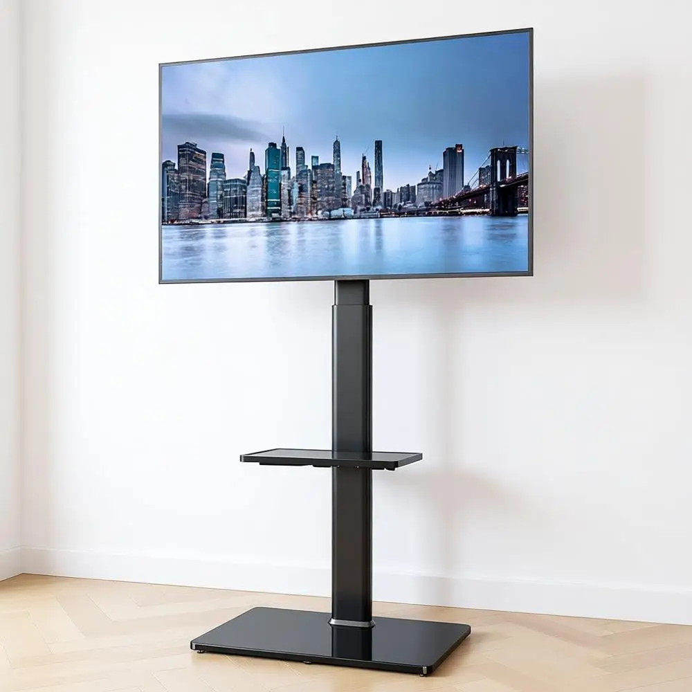 TV Stand with Mount for 19 to 43 inch Flat Screen TVs, 100 Degree Swivel, Adjustable Height, 2 Shelves Space Saving Standing TV
TV Stand with Mount for 19 to 43 inch Flat Screen TVs, 100 Degree Swivel, Adjustable Height, 2 Shelves Space Saving Standing TV