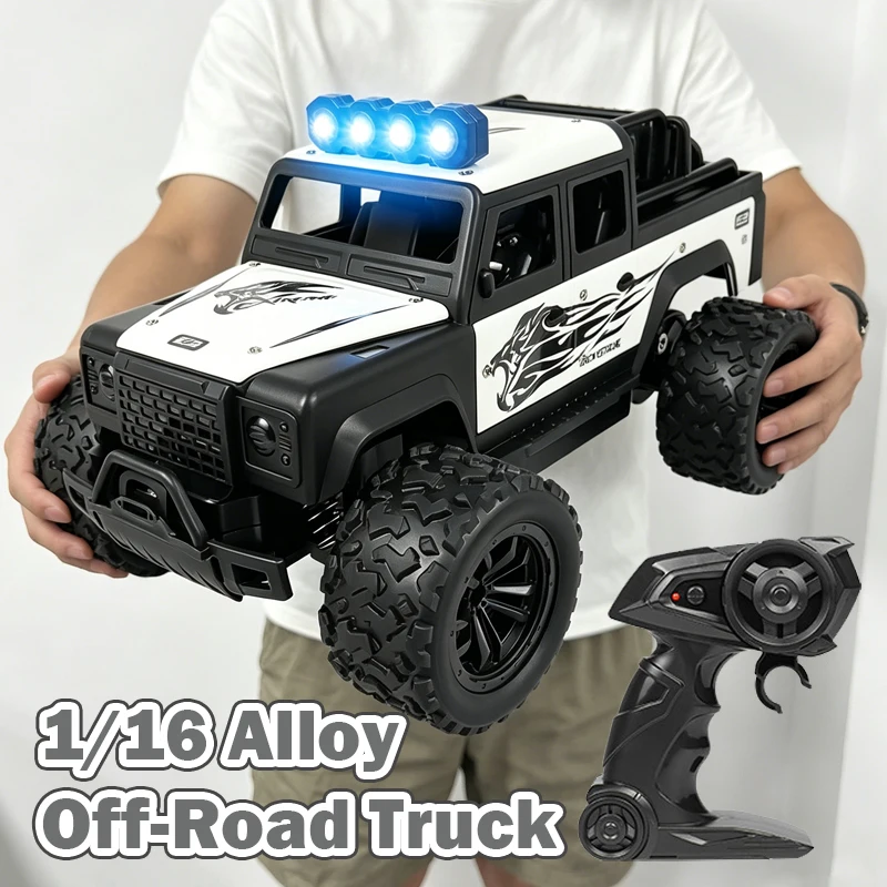 1/16 Alloy RC Car High Speed Off-Road Truck with Music Sound LED Lights Outdoor 2.4G Remote Control Vehicle Toy for Kids Gifts
1/16 Alloy RC Car High Speed Off-Road Truck with Music Sound LED Lights Outdoor 2.4G Remote Control Vehicle Toy for Kids Gifts
