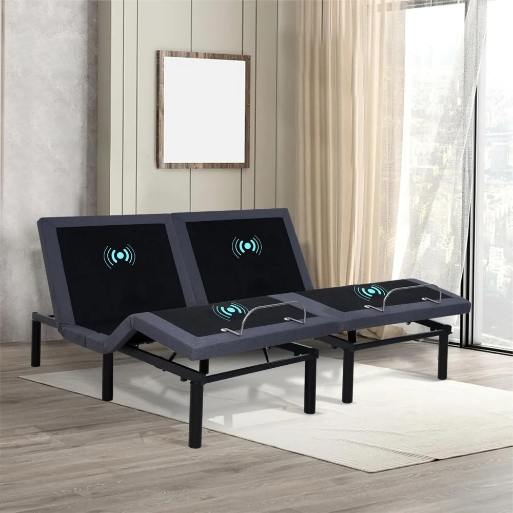 Split King Adjustable Bed Frame with Lumbar Support & Head Tilt, Foot Incline, Back & Leg Massage, Bed Frame
Split King Adjustable Bed Frame with Lumbar Support & Head Tilt, Foot Incline, Back & Leg Massage, Bed Frame