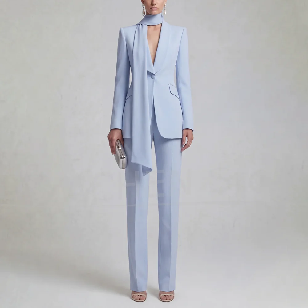 Women One Button Suit with Matching Scarf Blazer and Pants Formal Office Business Lady Evening Party Luxury Outfit 2 Piece
Women One Button Suit with Matching Scarf Blazer and Pants Formal Office Business Lady Evening Party Luxury Outfit 2 Piece