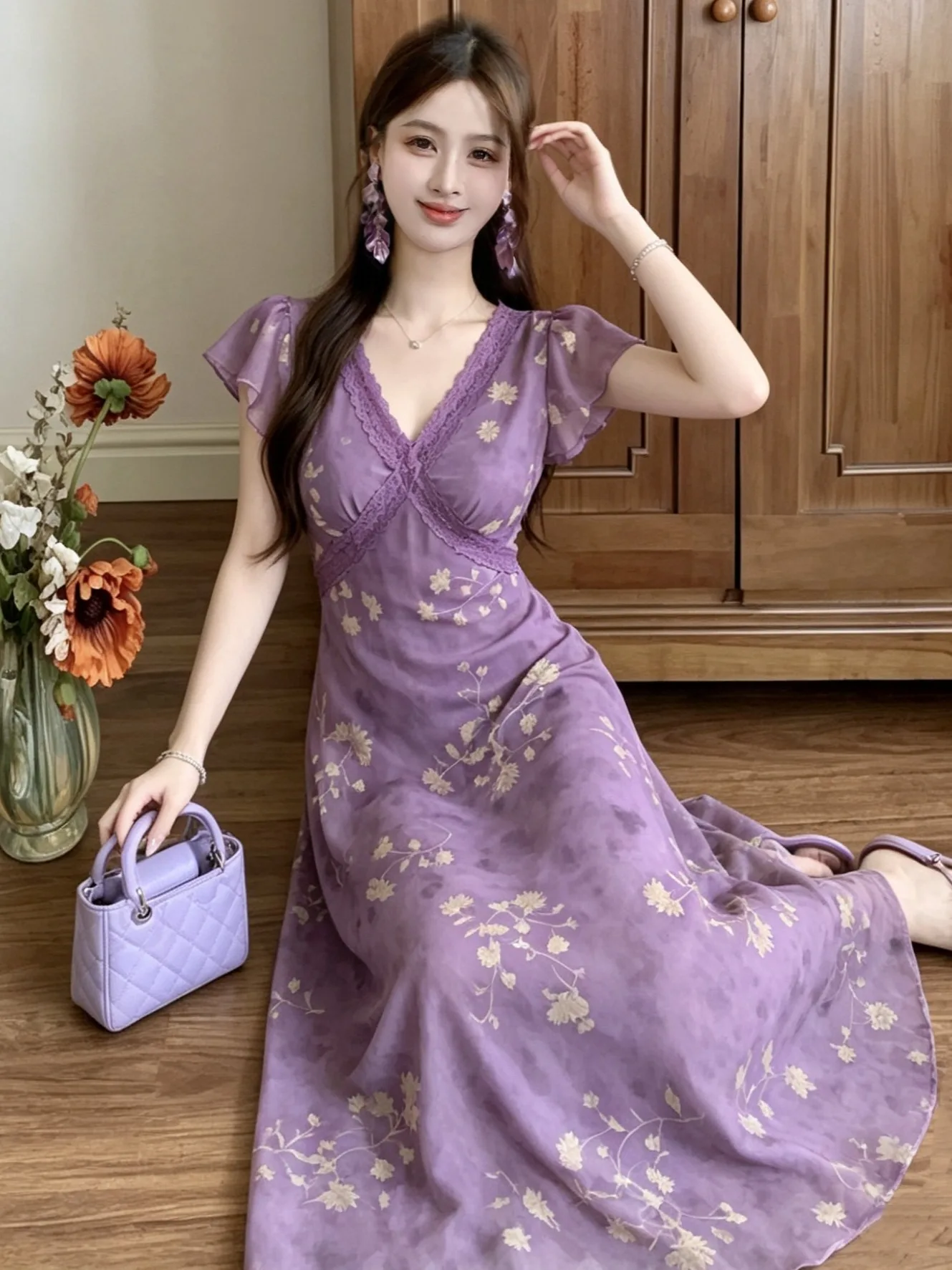plus Size Floral Print Dress V-Neck Tie Waist Slimming Long Skirt Korean Style Commute Knot A-Line Summer Dress
plus Size Floral Print Dress V-Neck Tie Waist Slimming Long Skirt Korean Style Commute Knot A-Line Summer Dress