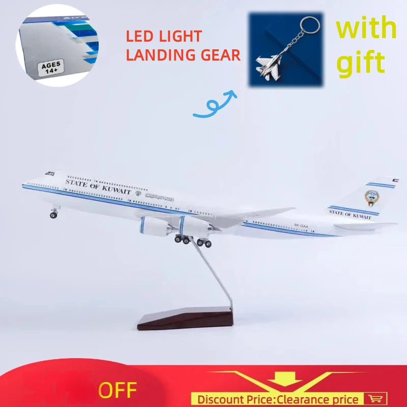 Масштаб 1/150, 47 см, самолет 747 B747 состояние Кувейта, модель авиакомпании, светодиодная подсветка и шасси на колесах, литая под давлением смола, модель самолета, игрушка
Масштаб 1/150, 47 см, самолет 747 B747 состояние Кувейта, модель авиакомпании, светодиодная подсветка и шасси на колесах, литая под давлением смола, модель самолета, игрушка