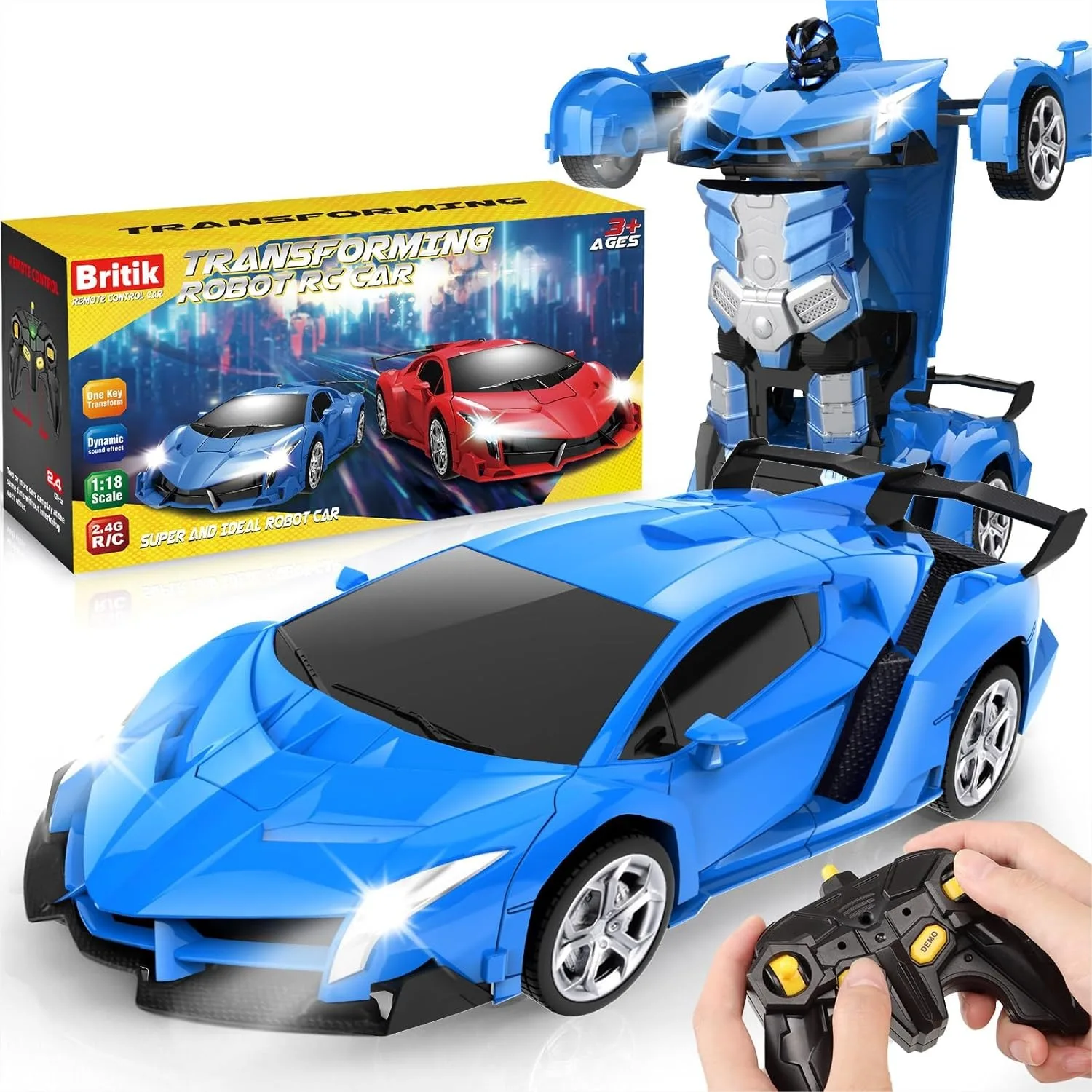 Transform Remote Control Car Toy for Kids 4-8, RC Car with One-Key Auto Transform, 2.4GHz, 360° Rotation, Blue
Transform Remote Control Car Toy for Kids 4-8, RC Car with One-Key Auto Transform, 2.4GHz, 360° Rotation, Blue