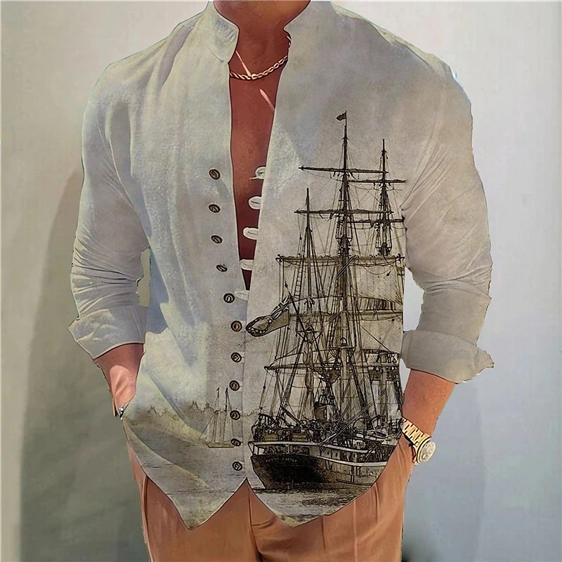 New Spring and Autumn Casual Printed Shirt Loose Men's Long Sleeve Pirate Ship Printed Shirt Button Up Shirt Retro Large Siz
New Spring and Autumn Casual Printed Shirt Loose Men's Long Sleeve Pirate Ship Printed Shirt Button Up Shirt Retro Large Siz