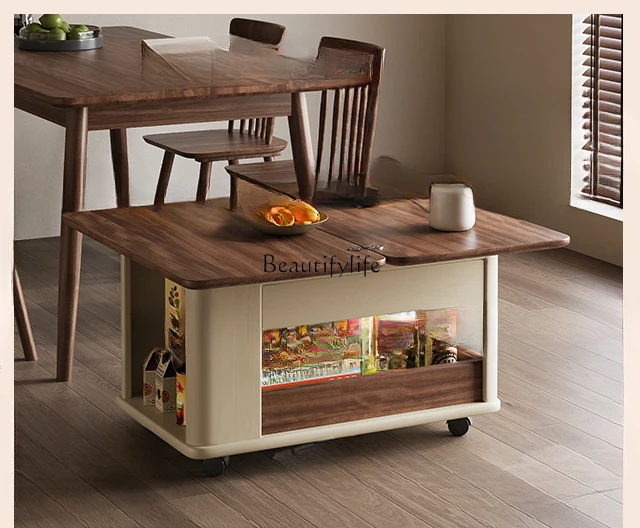 Mobile coffee table Solid wood trolley Multifunctional folding walnut edge table
Mobile coffee table Solid wood trolley Multifunctional folding walnut edge table