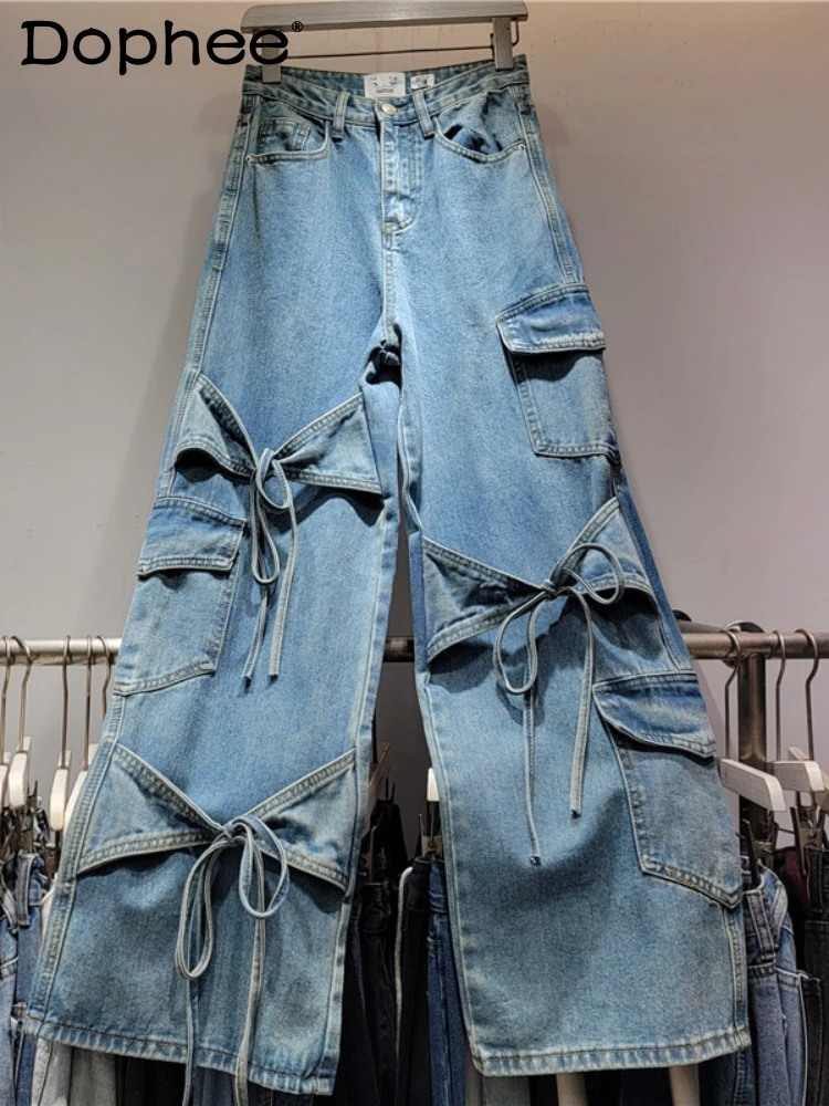 Fashion Trend Bow Lace Up Cargo Jeans 2024 Autumn New Versatile Skinny Design Pants Blue Jeans for Women Baggy Pants
Fashion Trend Bow Lace Up Cargo Jeans 2024 Autumn New Versatile Skinny Design Pants Blue Jeans for Women Baggy Pants