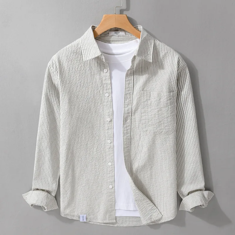 Men's Long Sve Bubble Cotton irt Casual Loose Fit Breathable Comfortable Spring Summer Autumn Trendy Striped Texture irt
Men's Long Sve Bubble Cotton irt Casual Loose Fit Breathable Comfortable Spring Summer Autumn Trendy Striped Texture irt