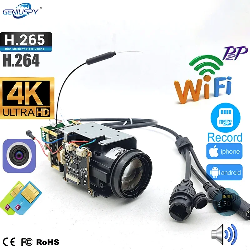 Camhi Wifi Mini 18X Auto Focus IMX415 8MP 4K ZOOM RTSP IP Camera Module Support Humanoid SD Card Slot P2P Audio
Camhi Wifi Mini 18X Auto Focus IMX415 8MP 4K ZOOM RTSP IP Camera Module Support Humanoid SD Card Slot P2P Audio
