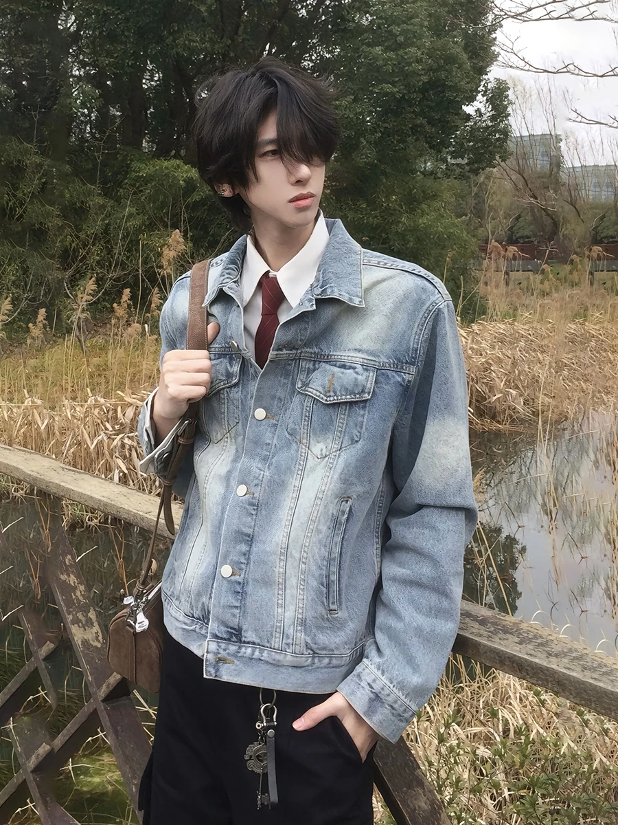 Light Blue Short Men's Denim Jacket Spring Autumn Washed American High Street Style Casual Workwear Jacket Trendy And Handsome
Light Blue Short Men's Denim Jacket Spring Autumn Washed American High Street Style Casual Workwear Jacket Trendy And Handsome