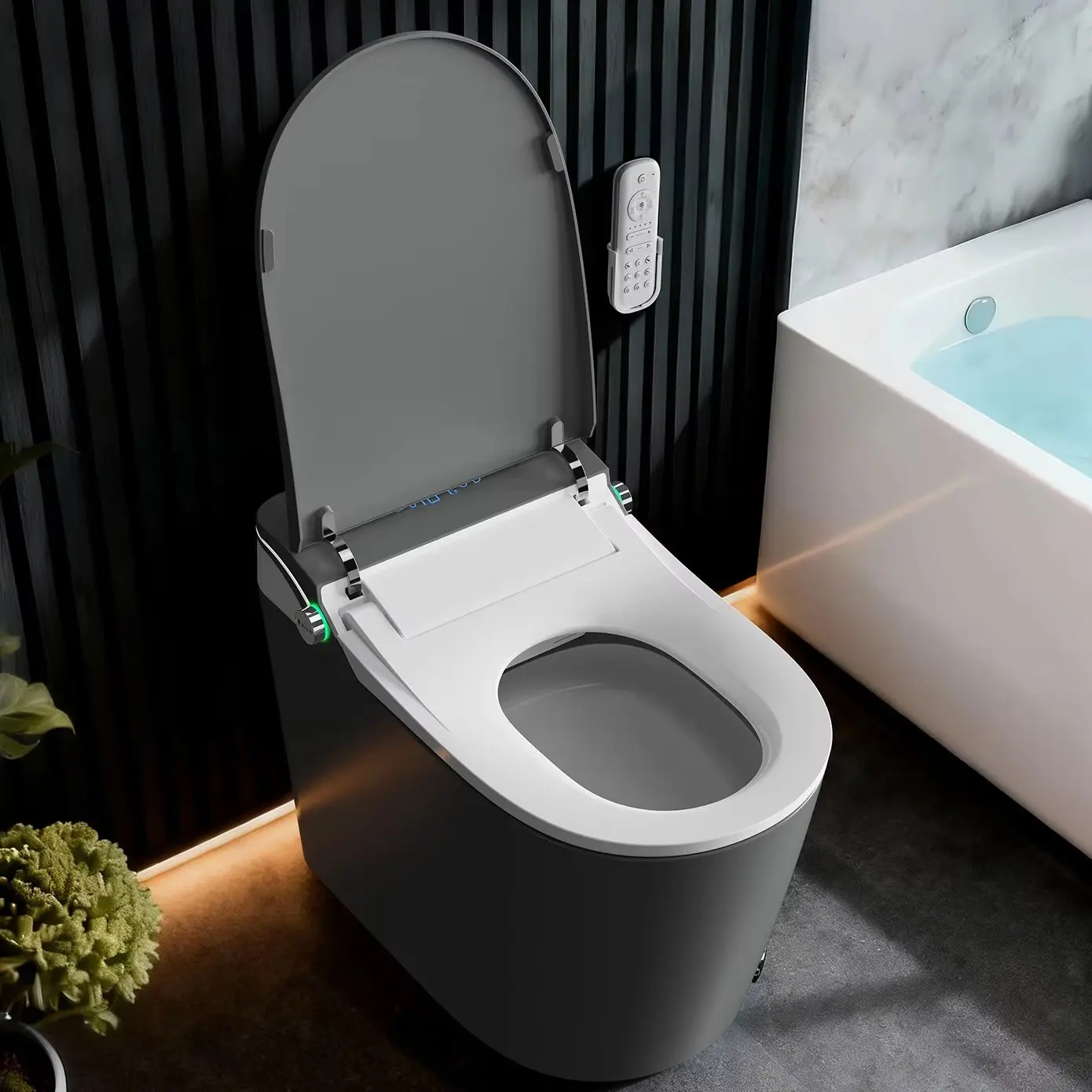 BCANHOME Gray Smart Tankless Toilet,1.28 GPF Bidet, Dual-Flush, Auto Flush, Heated Seat, Warm Wash Dryer, Auto Open, Soft-Close, UV Sterilization
BCANHOME Gray Smart Tankless Toilet,1.28 GPF Bidet, Dual-Flush, Auto Flush, Heated Seat, Warm Wash Dryer, Auto Open, Soft-Close, UV Sterilization