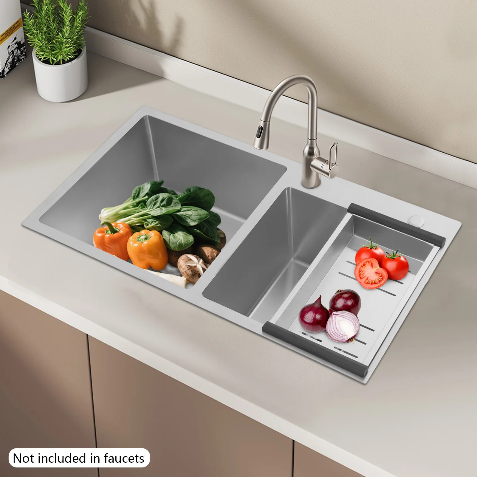Sturdy Stainless Steel Kitchen Sink, 37.4*38Cm Large Capacity Double Bowl Kitchen Sink, With V-Shaped Drainer,Drain Basket
Sturdy Stainless Steel Kitchen Sink, 37.4*38Cm Large Capacity Double Bowl Kitchen Sink, With V-Shaped Drainer,Drain Basket