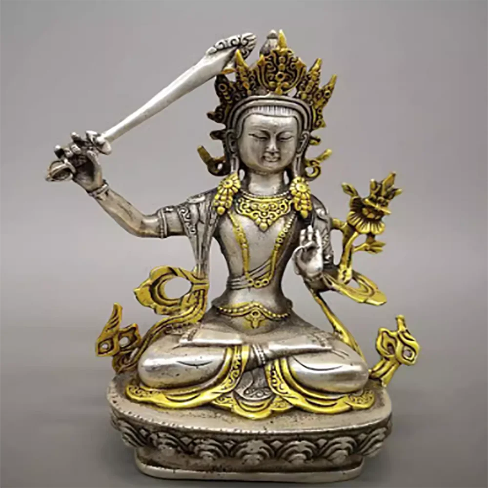 Pure copper Manjushri Bodhisattva antique hall offering decorations and ornaments
Pure copper Manjushri Bodhisattva antique hall offering decorations and ornaments