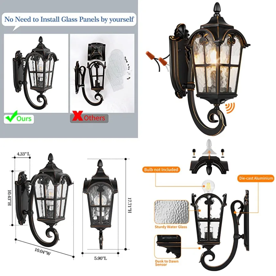 Black Roman Outdoor Light Fixture, 17.7"H Dusk to Dawn Outdoor Lighting Wall Light, Waterproof Outside Porch Light Wall Sconce,
Black Roman Outdoor Light Fixture, 17.7"H Dusk to Dawn Outdoor Lighting Wall Light, Waterproof Outside Porch Light Wall Sconce,