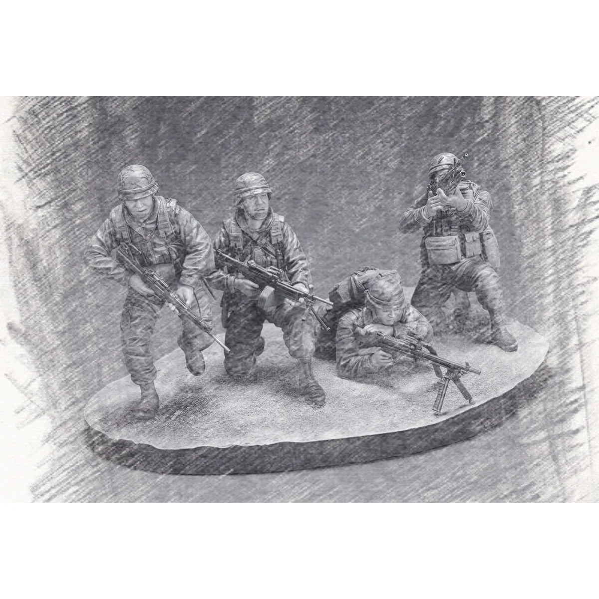 1/35 resin figure unpainted model kit, military theme, Marine Corps (4 figures including base), unassembled and unpainted GK
1/35 resin figure unpainted model kit, military theme, Marine Corps (4 figures including base), unassembled and unpainted GK