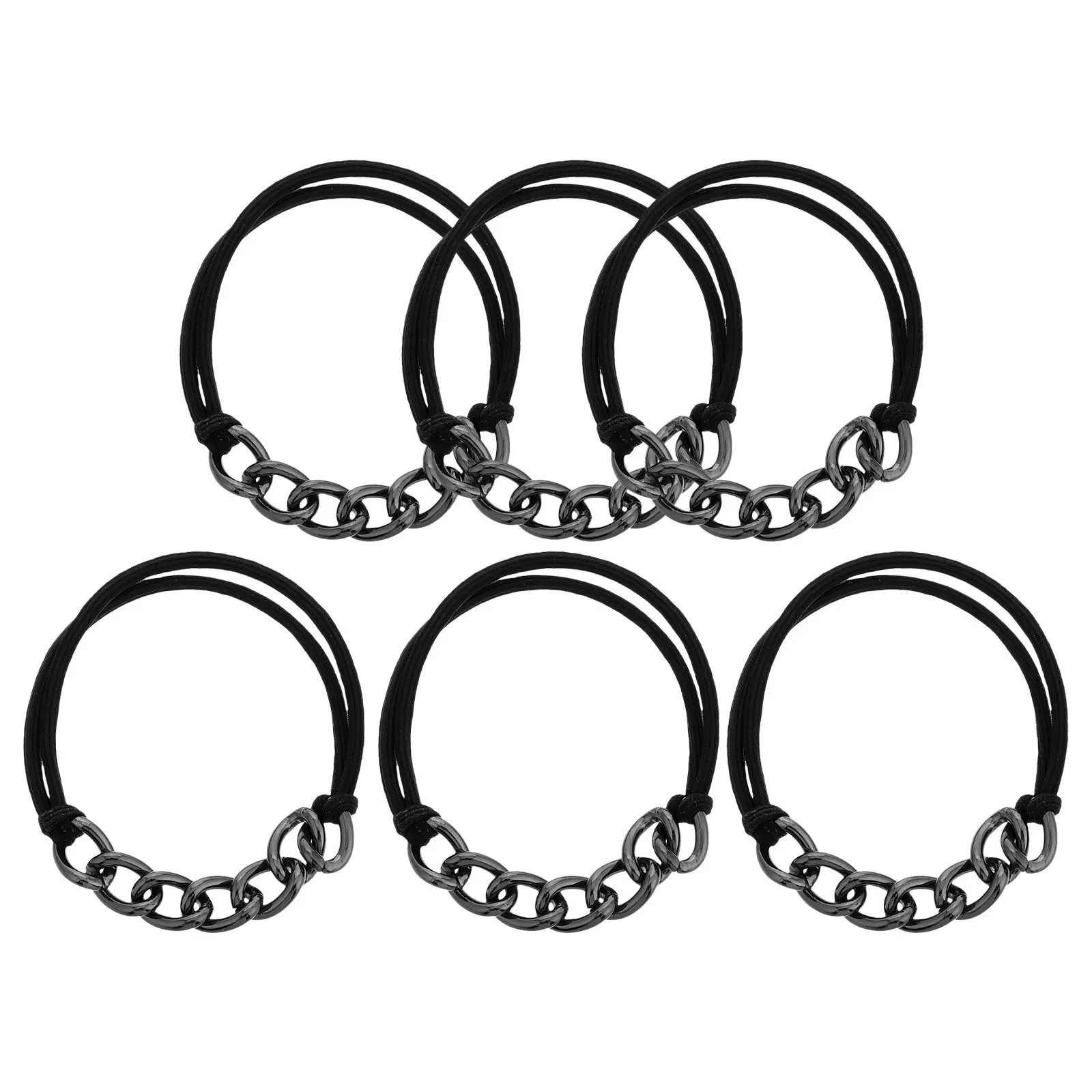 6Pcs Black Metal Chain Ponytail Holder Hair Tie Bracelet Elastic Bands Scrunchies for Women Daily Fashion
6Pcs Black Metal Chain Ponytail Holder Hair Tie Bracelet Elastic Bands Scrunchies for Women Daily Fashion