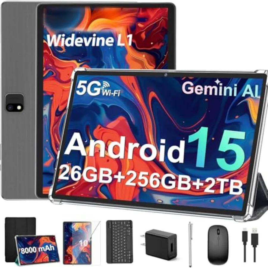 2026 Android 15 2-in-1 Tablet with Keyboard 26GB+256GB 2TB Expandable 10 Inch Octa-Core 8000mAh 5G WiFi BT5.0 Widevine L1 Gemin
2026 Android 15 2-in-1 Tablet with Keyboard 26GB+256GB 2TB Expandable 10 Inch Octa-Core 8000mAh 5G WiFi BT5.0 Widevine L1 Gemin