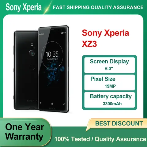 Refurbished Unlocked Sony Xperia XZ3 H9436/ H8416/ H9493 Original NFC Fingerprint 19MP 6.0" inches Phone 4G Good Condition