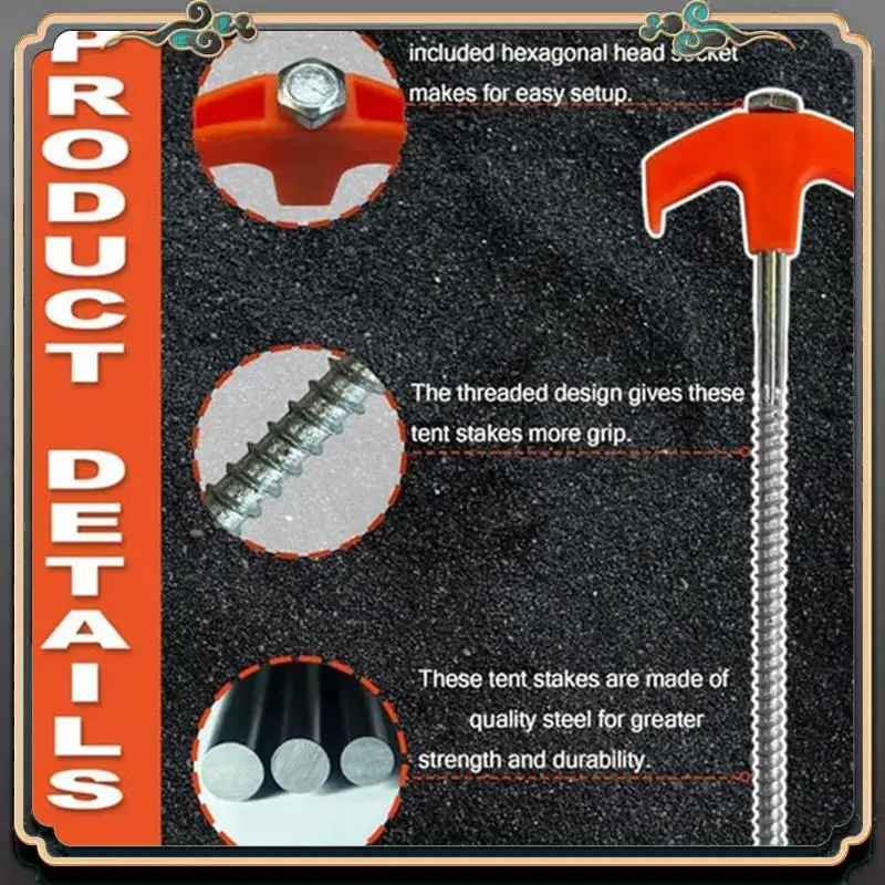 Premium Screw-Type Tent Spikes, Tent Spikes, Metal Threaded Tent Spikes, Heavy-Duty Tent Spikes
Premium Screw-Type Tent Spikes, Tent Spikes, Metal Threaded Tent Spikes, Heavy-Duty Tent Spikes